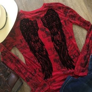 Rock and Roll Cowgirl Winged long sleeve shirt